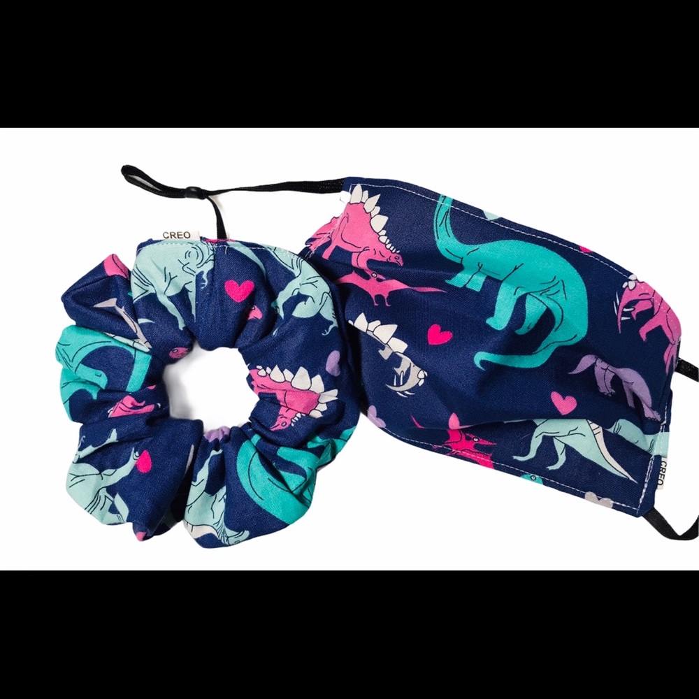 Dinasour face mask & Scrunchie